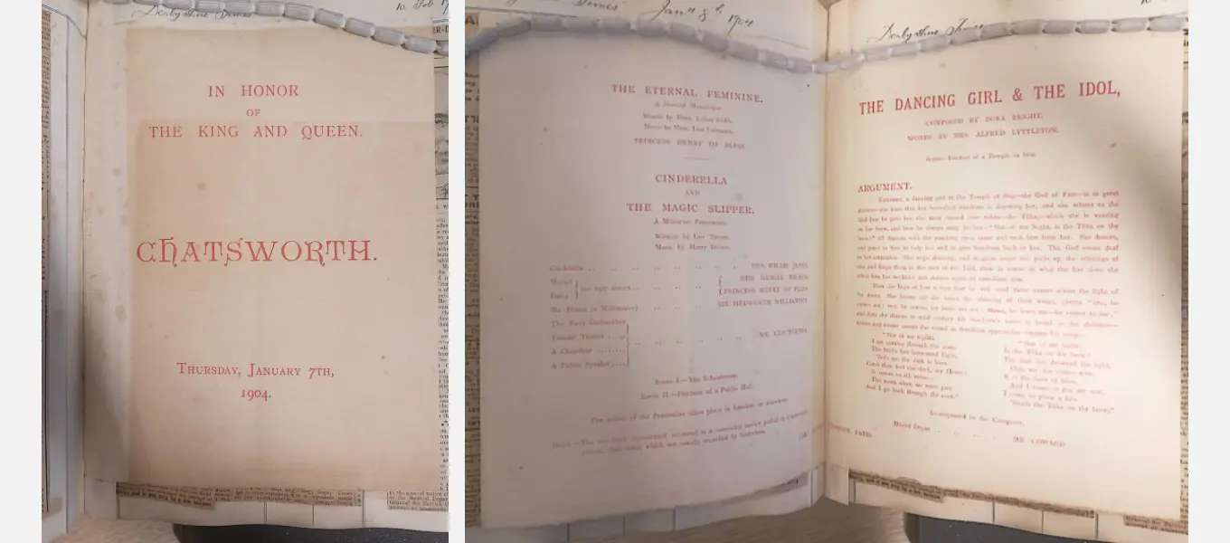 Theatrical programme for Chatsworth’s Theatre from January 1904. From the Grafton Papers (CH11/1/2).